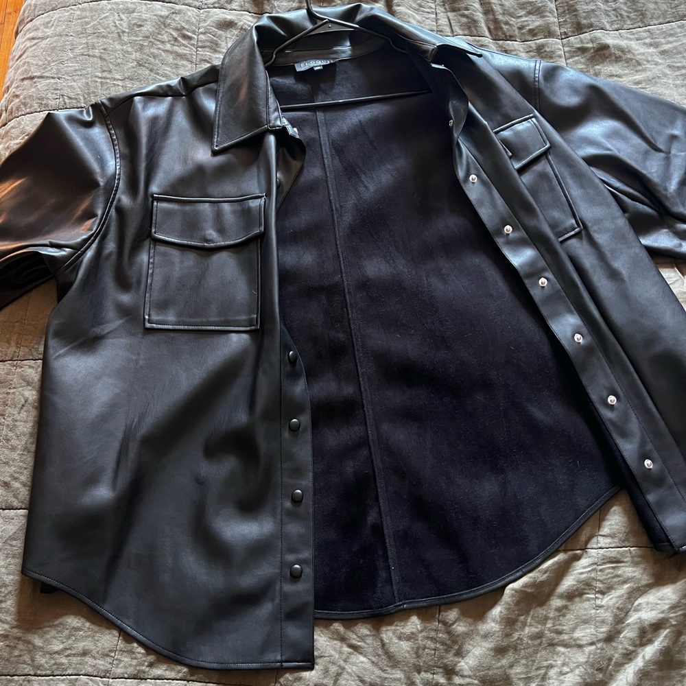 Eloquii Faux leather shacket size 22